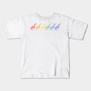 Rainbow Dinosaurs (White Background) Kids T-Shirt